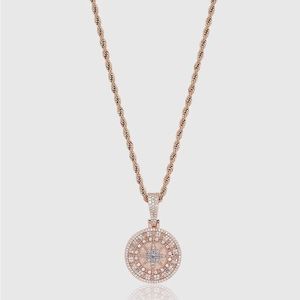 ICED COMPASS PENDANT - ROSE GOLD